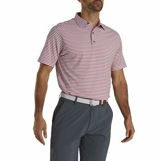 Men's Footjoy Golf Shirts White/Red/Navy NZ-271640